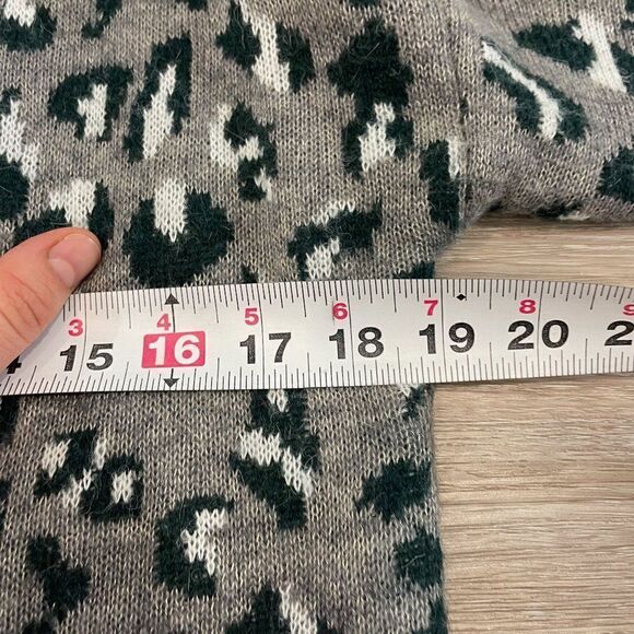 Cynthia Rowley Gray Leopard Knit Acrylic Alpaca Blend Open Long Line Cardigan S - Picture 7 of 9